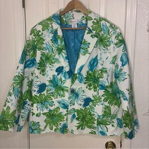 Susan Graver Green and Blue Tropical Blazer